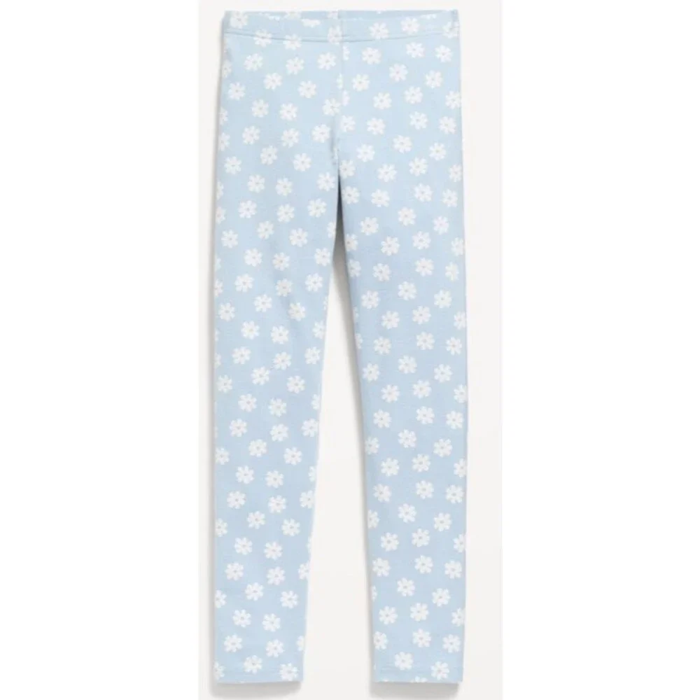 Girl's Large 10/12 Leggings Old Navy Blue Daisy Built in tough Full length